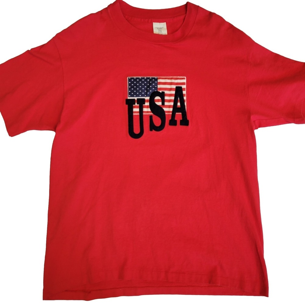 Vintage 90s College Ware USA Single Stitch Center Logo Shirt Size XL‎